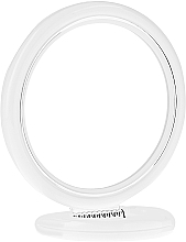 Fragrances, Perfumes, Cosmetics Double-Sided Stand Mirror, round, 12 cm, 9504, white - Donegal Mirror