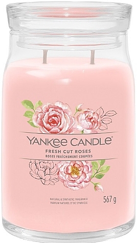 Scented Candle in Jar 'Fresh Cut Roses', 2 wicks - Yankee Candle Singnature — photo N2