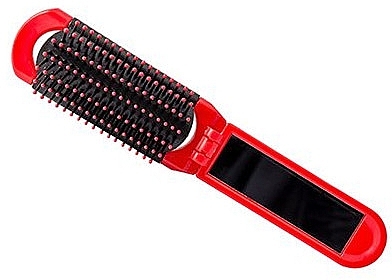 Foldable Hair Brush with Mirror, red - Disna Beauty4U — photo N1