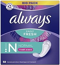 Sanitary Pads, 58pcs - Always Dailies Fresh & Protect Normal Deo — photo N1