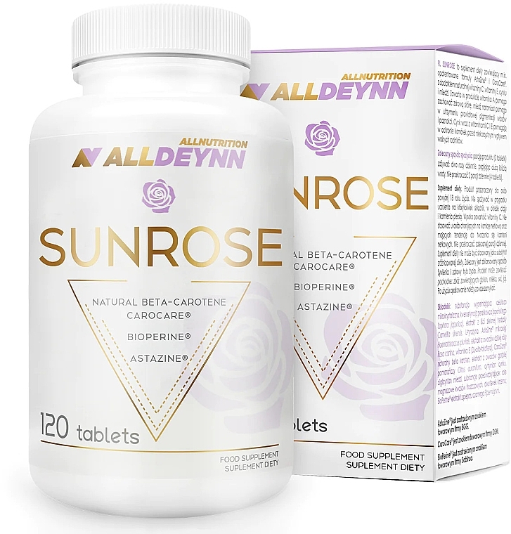 Natural Beta-Carotene Dietary Supplement, tablets - AllNutrition AllDeynn SunRose — photo N1