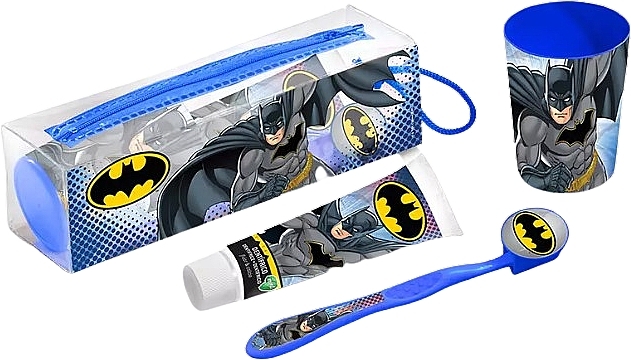 Set - Cartoon Network Batman (toothpaste/75ml + toothbrush/1pcs + glass/1pcs + case/1pcs) — photo N1