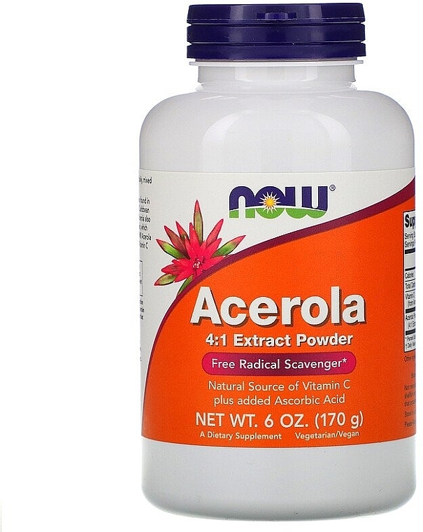 Food Supplement "Acerola & Vitamin C" - Now Foods Acerola 4:1 Extract Powder — photo N1