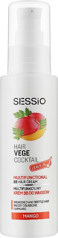 Multifunctional Hair BB Cream "Mango" - Sessio Hair Vege Cocktail Multifunctional BB Hair Crem — photo N1