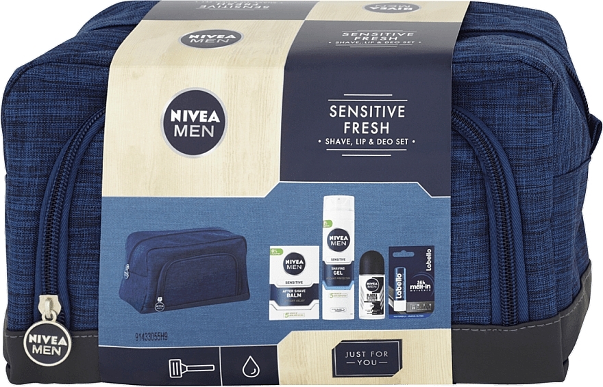 Set - Nivea Men Sensitive Fresh (sh/gel/200ml + ash/balm/100ml + deo/50ml + l/balm/4.8g + bag) — photo N10