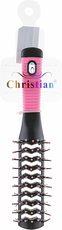 Hair Brush, CR-4105, black-pink - Christian — photo N1