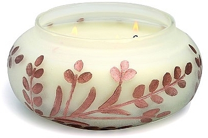 Scented Candle in Glass - Paddywax Cypress & Fir Frosted White Glass Metallic Etching Candle — photo N2