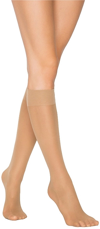 Women Knee-Highs "Aga" 20 Den, beige - Knittex — photo N1