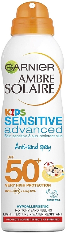 Kids Anti-Sand Sun Dry Spray - Garnier Ambre Solaire Kids Sensitive Anti-Sand Sun Cream Spray SPF50+ — photo N1
