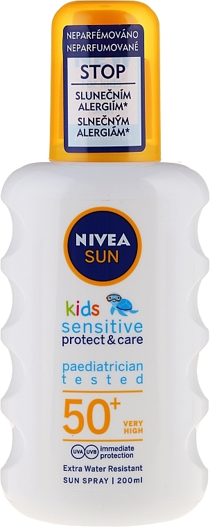 Sunscreen Body Spray - Nivea Sun Kids Sensitive Protect & Care Sun Spray SPF 50+ — photo N1