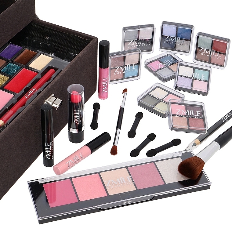 Makeup Set in a Case - Zmile Cosmetics Velvet Dark Grey Limited Edition Make Up Case — photo N4