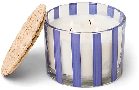 Scented Candle in Glass, 3 wicks - Paddywax Al Fresco Striped Glass Candle Rosemary & Sea Salt — photo N3