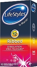Condoms, 12 pcs - LifeStyles Ribbed — photo N1