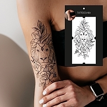 Temporary Tattoo "Lion with Flowers" - Tattooshka — photo N5