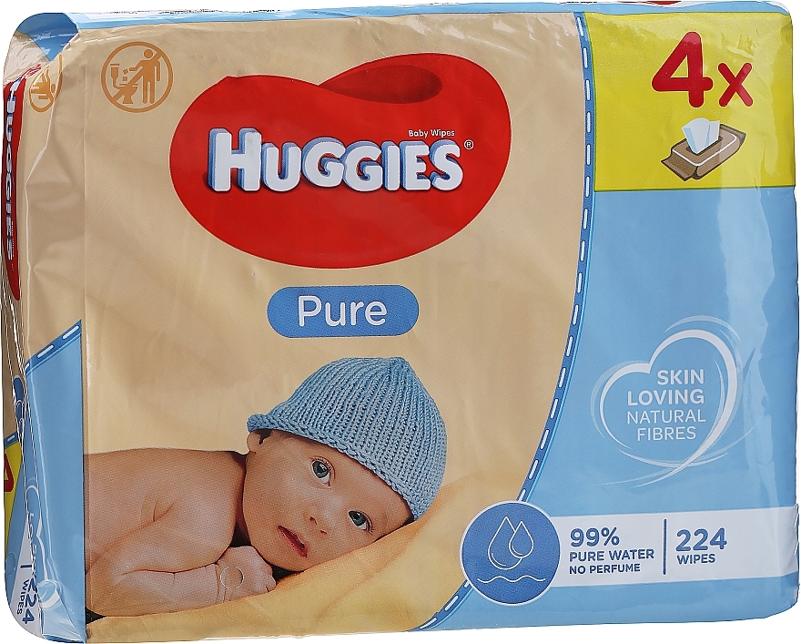 Baby Wet Wipes "Pure", 4x65 pcs - Huggies — photo N4