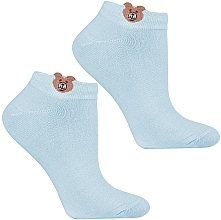 Fragrances, Perfumes, Cosmetics Women's Short Socks, CSD240-086, Blue Bear - Moraj