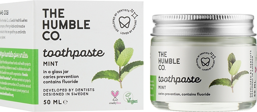 Natural Remineralizing Toothpaste in Glass Jar "Refreshing Mint" - The Humble Co. Mint Toothpaste — photo N6