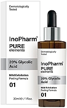 Fragrances, Perfumes, Cosmetics Face Exfoliation Peeling with 20% Glycolic Acid - InoPharm Pure Elements 20% Glycolic Acid Peeling