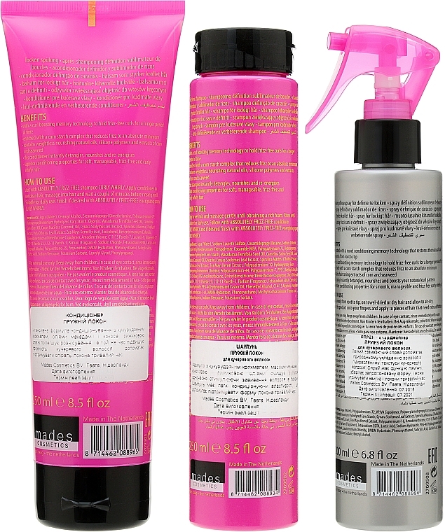 Set "Elastic Curl" - Mades Cosmetics Absolutely Frizz-free (sham/250ml + cond/250ml + spray/200ml) — photo N4