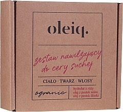 Fragrances, Perfumes, Cosmetics Facial Set "Moisturizing" for Dry Skin - Oleiq (hydrolat/100ml + oil/100ml + oil/30ml)