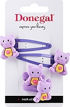 Fragrances, Perfumes, Cosmetics Hair Clips and Ties Set, FA-5663+1, purple with cats - Donegal