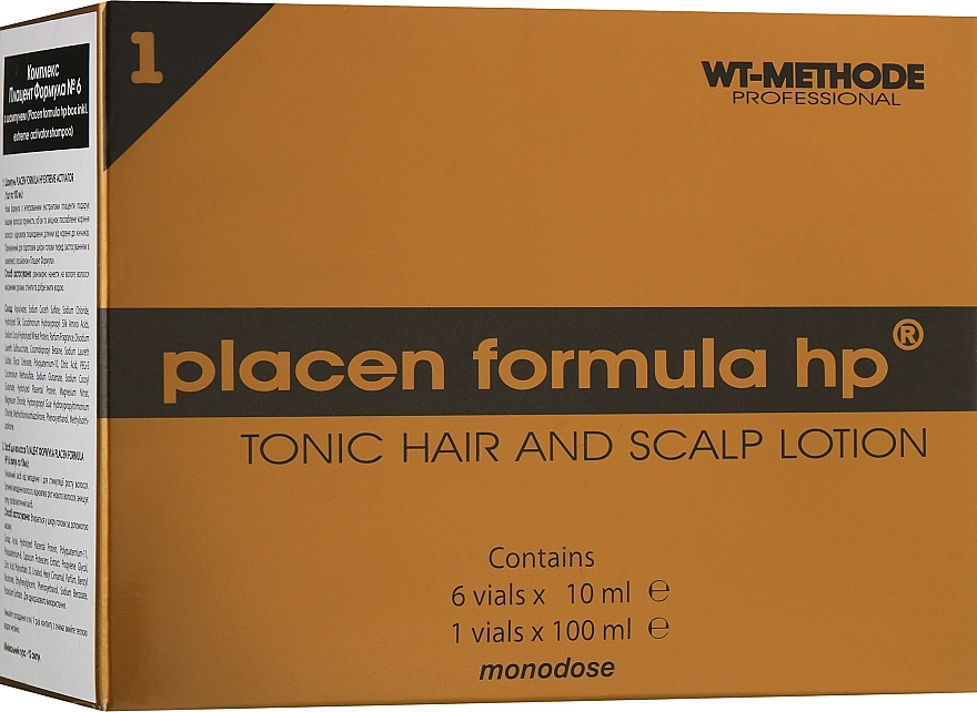 Hair Growth Complex with Shampoo "Placent Formula" - Placen Formula Box Tonic Hair And Scalp Lotion with Activator shampoo (shm/100ml + lot/ton/6x10ml) — photo N1