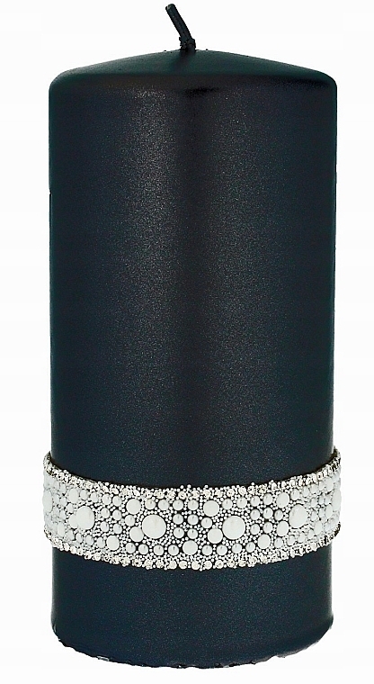 Decorative Candle 7x14 cm, black - Artman Crystal Opal Pearl — photo N2