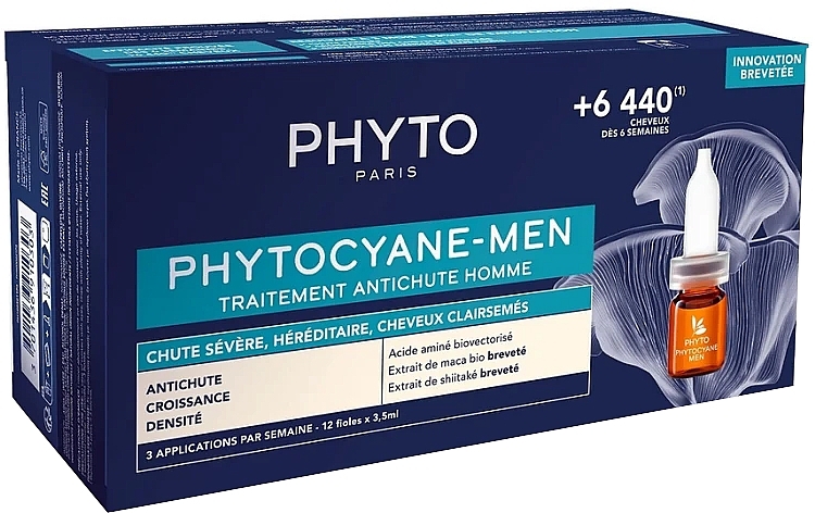 Set - Phyto Phytocyane-Men (ampoules/12x3,5ml + shm/100ml) — photo N3