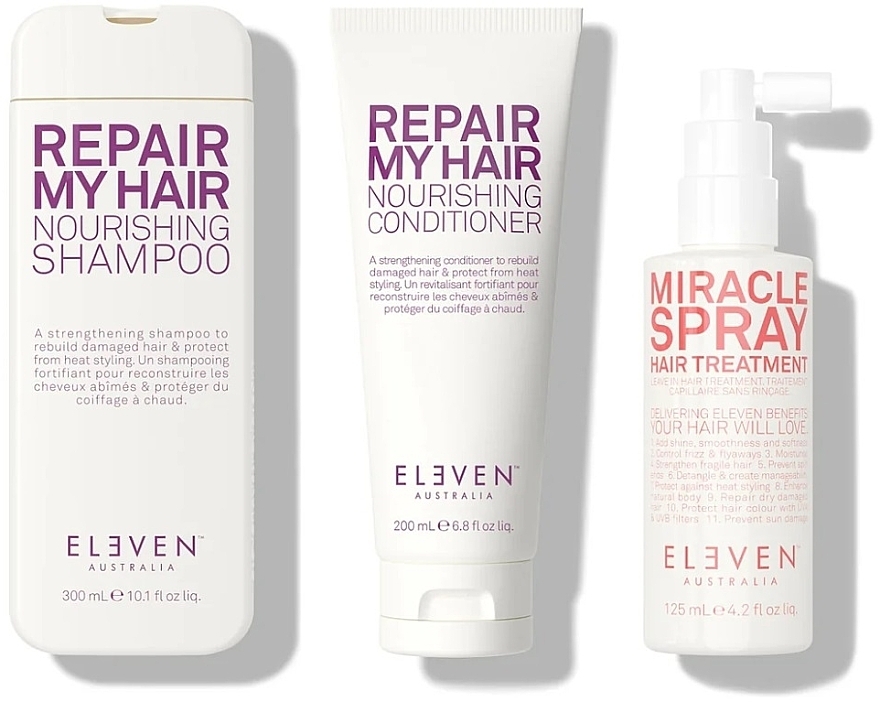 Set - Eleven Australia Repair Holiday Trio (shm/300ml+cond/200ml + h/spray/125ml+bag) — photo N2