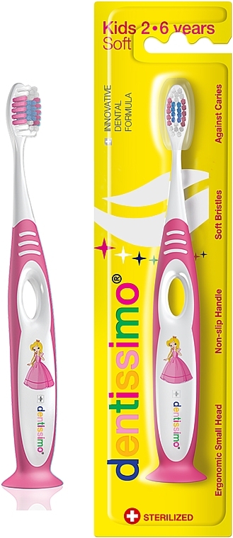 Kids Toothbrush, 2-6 Years, Pink - DENTISSIMO® Kids — photo N1