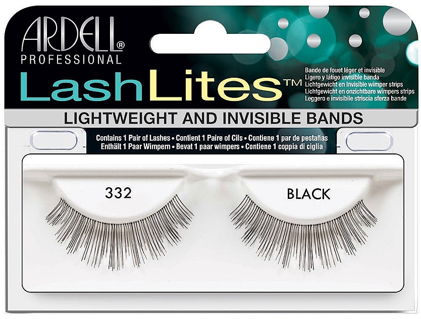 False Lashes - Ardell LashLites Lightweight and Invisible Bands Black 332 — photo N4