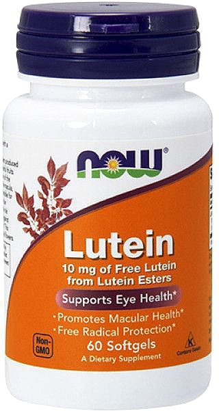 Dietary Supplement "Lutein", 10mg - Now Foods Lutein Softgels — photo N1