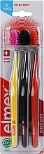 Ultra Soft Toothbrushes, yellow + black + orange - Elmex — photo N16