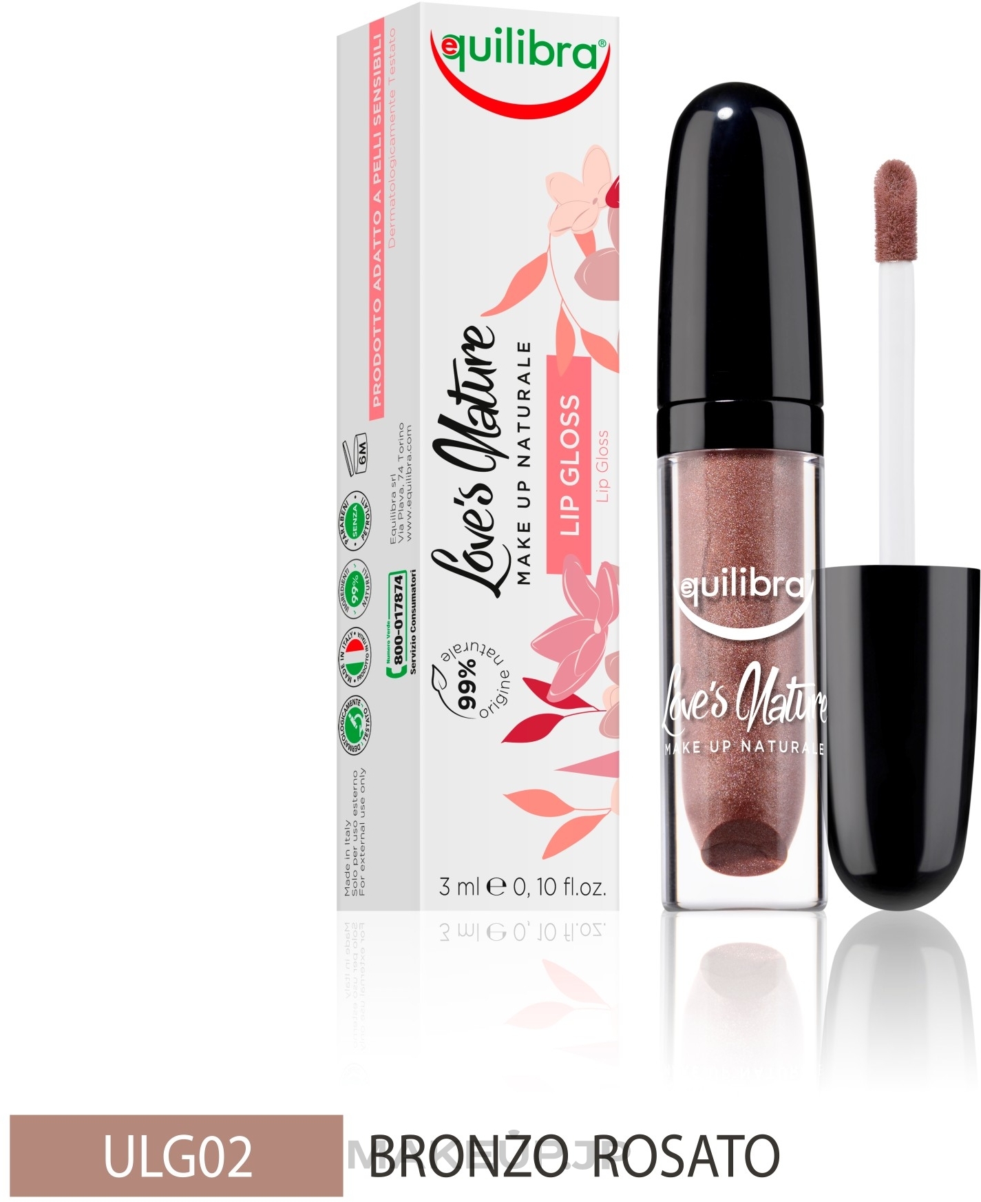 Lip Gloss - Equilibra Love's Nature Lip Gloss — photo 02 - Rose Bronze