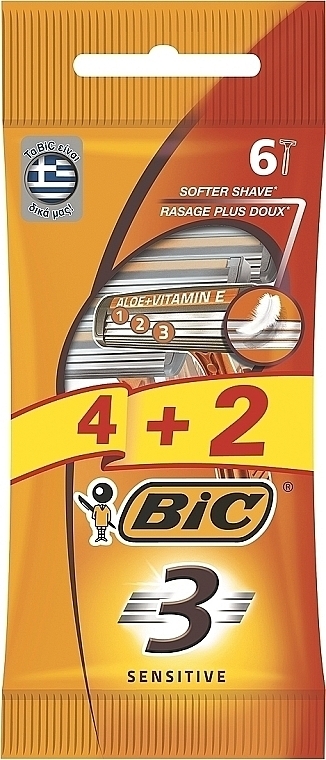 Shaving Razor 'Sensrtive 3', 6 pcs - Bic — photo N1