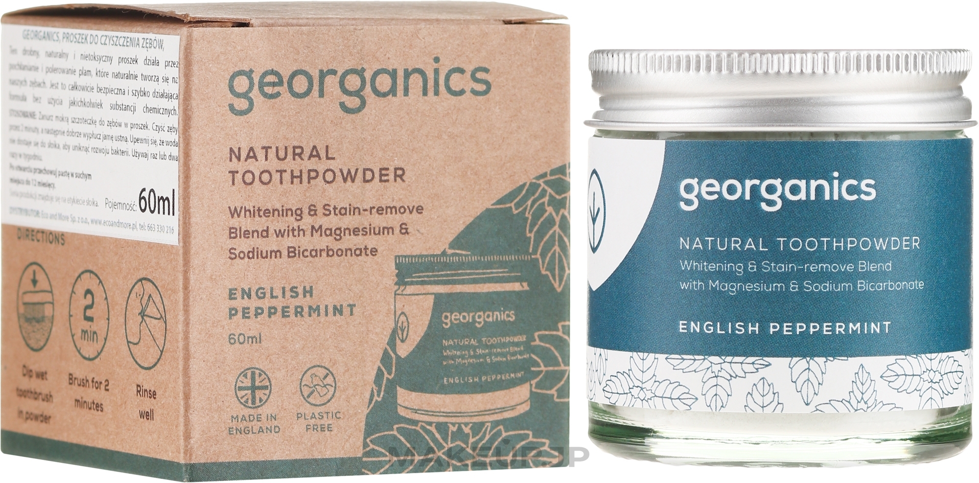 Natural Toothpowder - Georganics English Peppermint Natural Toothpowder — photo 60 ml