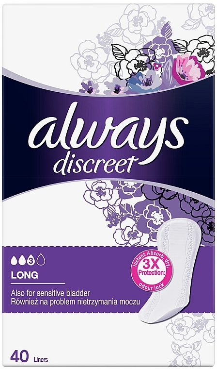 Sanitary Pads, 40pcs - Always Discreet Long — photo N1