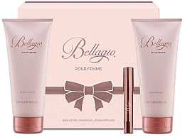 Fragrances, Perfumes, Cosmetics Bellagio Pour Femme - Set (sh/gel/200ml + b/cr/200ml + perfume/pencil/3.2ml)