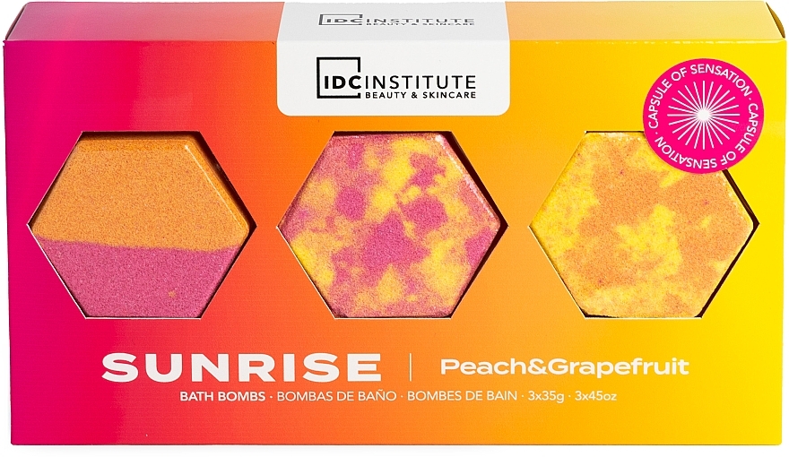 Cocktail Bath Bombs, sunrise, peach & grapefruit - IDC Institute Bath Bombs — photo N1