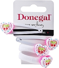 Fragrances, Perfumes, Cosmetics Hair Clip & Tie Set, FA-5663+1, white, hearts - Donegal