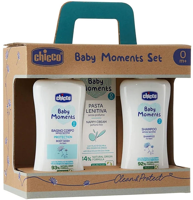 Set - Chicco Baby Moments (b/shm/200ml + cr/100ml + shm/200ml) — photo N1