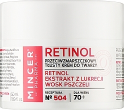 Fragrances, Perfumes, Cosmetics Anti-Wrinkle Face Cream 70+ - Mincer Pharma Retinol № 504