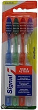 Toothbrush Set, medium, 4 pieces - Signal Triple Action — photo N1