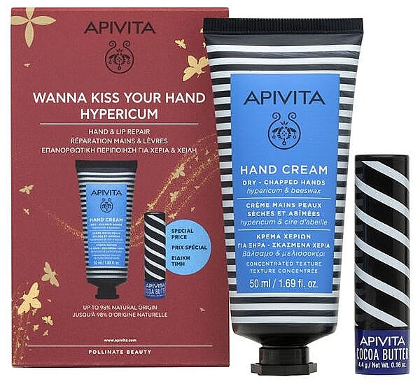 Set - Apivita Wanna Kiss Your Hand Hypericum (h/cr/50ml + lip/balm/4.4g) — photo N1