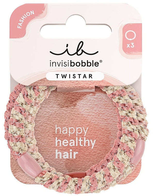 Hair Tie Set, 3 pcs. - Invisibobble Twistar Blush Braids — photo N1