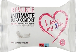 Fragrances, Perfumes, Cosmetics Intimate Hygiene Wet Wipes, 20 pcs - Revuele Intimate I Love My Skin Ultra-Comfort Wet Wipes
