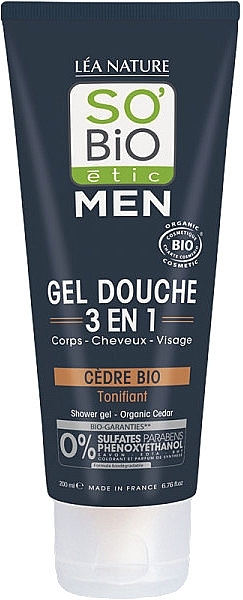 Organic Cedar Shower Gel & Shampoo 3in1 - So'Bio Etic Men Shower Gel Organic Cedar — photo N6