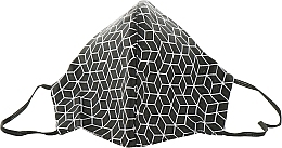 Protective Fabric Face Mask, black and white graphic print, size M - Gioia — photo N1