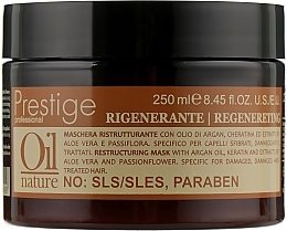 Repairing Hair Mask with Argan Oil & Keratin - Erreelle Italia Prestige Oil Nature Regenereting Mask — photo N2