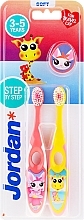 Fragrances, Perfumes, Cosmetics Kids Toothbrush, 3-5 yrs, pink+yellow, with giraffe - Jordan Step By Step Soft Clean